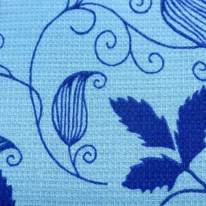 Простыня вафельная для бани Экономь и Я "Цветы" 150х180 см, цв.синий, 150 гр/м2, 100% хл