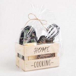 Набор подарочный Home cooking: полотенце, варежка-прихватка, кухонная лопатка, венчик, губка