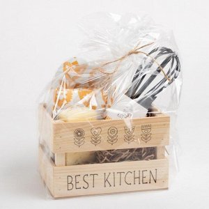 Этель Набор подарочный Best kitchen: полотенце, варежка-прихватка, кухонная лопатка, венчик, губка