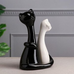 Статуэтка "Пара котов", акрил, чёрно-белая
