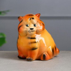 Копилка "Тигр Пончик", символ года 2022, цвет коричневый, глянец, керамика, 15 см