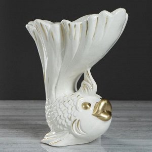 Ваза настольная "Рыбка", золотистый декор, 25.5 см, керамика
