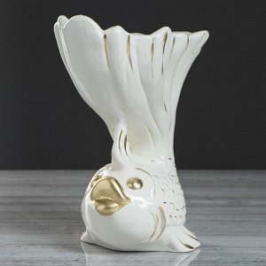 Ваза керамическая "Рыбка", настольная, золотистый декор, 25.5 см