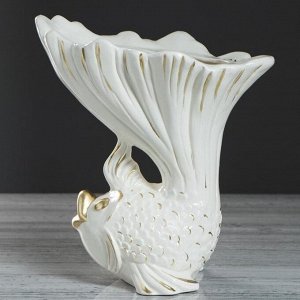 Ваза настольная "Рыбка", золотистый декор, 25.5 см, керамика