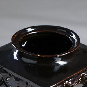 Ваза напольная "Ротанг" , керамика, чёрная, глазурь, 40 см