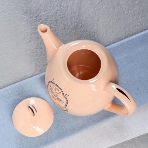 Набор чайный "Петелька", персиковый, глазурь, 3 предмета: чайник 0.8 л, чашки 0.22 л