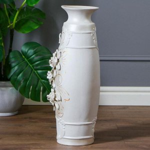 Ваза напольная &quot;Есения&quot;, цветы, белая лепка, 64 см, керамика