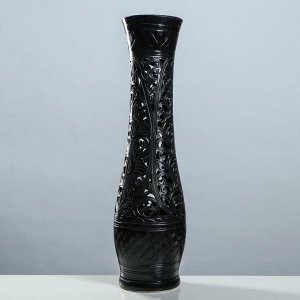 Ваза напольная "Мирра", керамика, резная, чёрная, 78 см