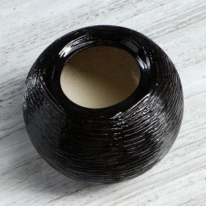 Ваза керамика настольная "Шарик", чёрная, 15 см