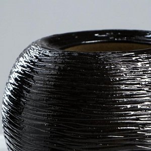 Ваза керамика настольная "Шарик", чёрная, 15 см