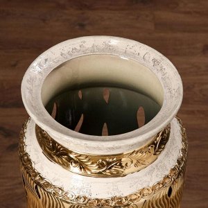 Ваза керамическая "Вентария", напольная, золотистая, сквозная резка, 105 см