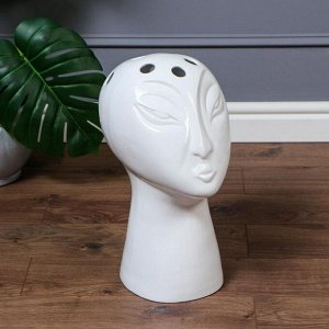Ваза напольная "Голова", 2 предмета, глянец, цвет белый, 44 см, керамика