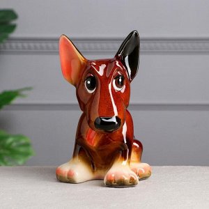 Копилка "Собака Бультерьер", коричневая, глянец, 18 см