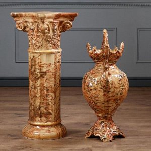 Ваза напольная "Паоло" на колонне, под малахит, 145 см, керамика
