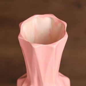 Ваза настольная "Оригами", розовая, 28 см, керамика