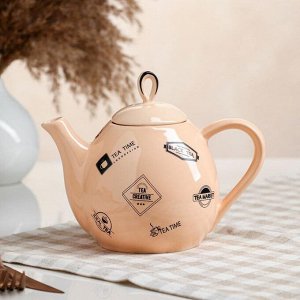 Набор чайный "Петелька", персиковый, 3 предмета: чайник 0.8 л, чашки 0.22 л