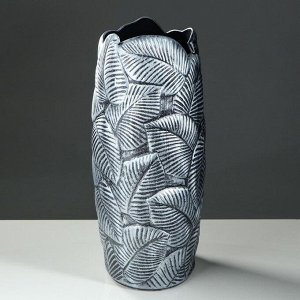 Ваза напольная "Лист", серебро, 66 см, керамика, микс