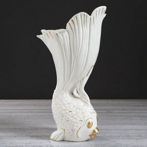 Ваза керамика настольная "Рыбка", декор золотистый, 32.5 см