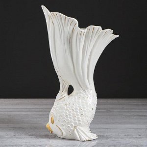 Ваза настольная "Рыбка", декор золотистый, 32.5 см, керамика