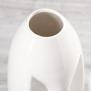 Ваза керамика настольная "Лицо", глянец, белая, 28 см
