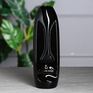 Ваза керамика настольная "Лицо", глянец, чёрная, 28 см 1 сорт