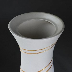 Ваза напольная "Глория", серпантин, белая, золотистая роспись, 70 см, керамика