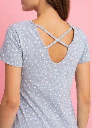 Ночная сорочка "Джейн" для беременных и кормящих; серые сердечки