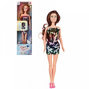 ИГРОЛЕНД Кукла Стильняшка в стильном платье из пайеток, ABS, полиэстер, 12х32х5см, 2 дизайна