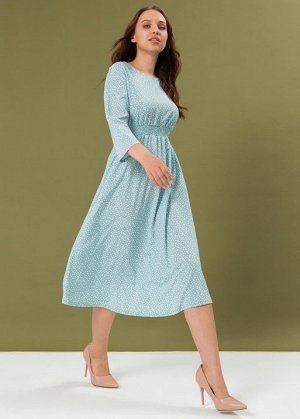 Платье "Альба" для беременных и кормящих; голубой/горошек