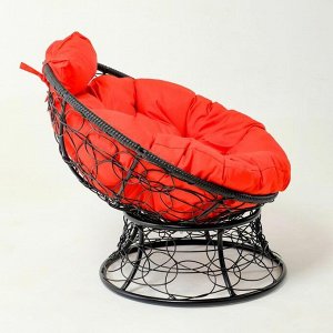 Кресло "Папасан" мини, ротанг, с красной подушкой, 81х68х77см