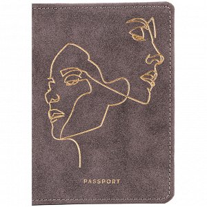 Обложка для паспорта OfficeSpace ""Life line"", кожзам, серый, тиснение фольгой