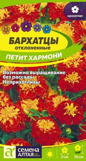Цветы Бархатцы Петит Хармони махровые/Сем Алт/цп 0,3 гр.