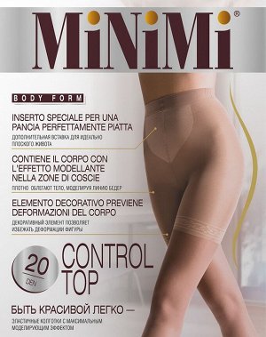 Колготки Полиамид 83%, эластан 17%
Тонкие эластичные колготки тм MiNiMi CONTROL TOP 20 den с сильно моделирующими шортами 140 DEN, утягивающими живот и бедра. Обладают более серьезной степенью утяжки,