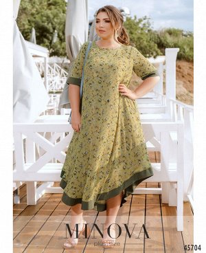 Платье №0165-олива-цветы
