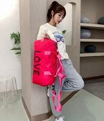 Спортивная сумка, надпись &quot;love&quot;,  отдел для обуви, цвет малиновый