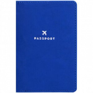 Обложка на паспорт Journey кожзам синяя тиснение фольгой