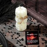 Магическая свеча &quot;Цилиндр с черепами&quot; от порчи и недугов,  белая 7,5см
