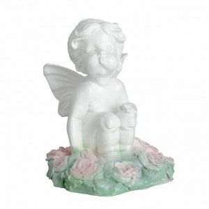 Фигура "Девочка ангел сидячая в розах" 20см цветная