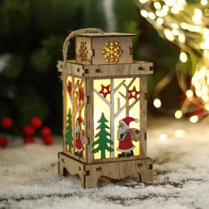 Фигурка новогодняя свет "Дед Мороз под звёздами, в фонарике" 8х16 см