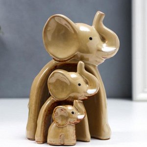 Сувенир керамика "Семейство слонов" набор 3 шт 16,5х15х8 см