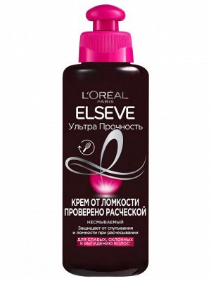 LOreal Paris Крем от ломкости Проверено Расческой "Elseve, Ультра Прочность", несмываемый, для слабых, склонных к выпадению волос , 200 мл