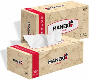 Салфетки бумажные Maneki KABI, 2 слоя, белые, 250 шт./коробка