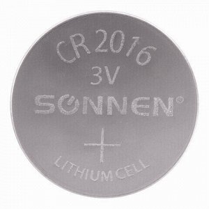Батарейка SONNEN Lithium, CR2016, литиевая, 1 шт., в блистере, 451972