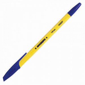 Ручка шариковая ЮНЛАНДИЯ "CLASSIC", СИНЯЯ, корпус желтый, узел 1 мм, линия письма 0,5 мм, 143237