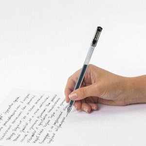 Ручка гелевая STAFF "BRILLIANCE", ЧЕРНАЯ, длина письма 1000 м, игольчатый узел 0,5 мм, линия письма 0,35 мм, 143675
