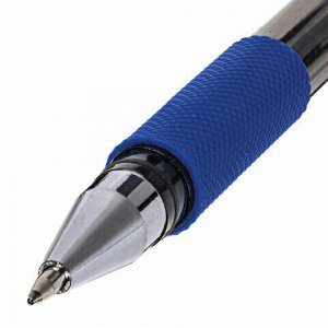 Ручка гелевая с грипом STAFF "Basic", СИНЯЯ, корпус тонированный, узел 0,5 мм, линия письма 0,35 мм, 143676
