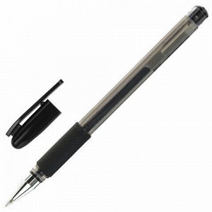 Ручка гелевая с грипом STAFF "Basic", ЧЕРНАЯ, корпус тонированный, узел 0,5 мм, линия письма 0,35 мм, 143677