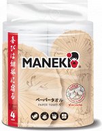 Полотенца бумажные рулонные&quot;Maneki&quot; KABI, 2 слоя, 60 л., белые, 4 рулона/упаковка