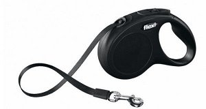 Рулетка Flexi New Classic M 5м до 25 кг лента Черная АКЦИЯ!