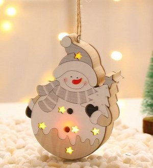 Подвесное новогоднее украшение с подсветкой "Снеговик"